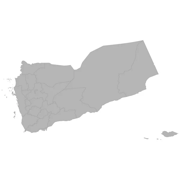 High Quality Map Yemen Borders Regions White Backgroun — Stock Vector