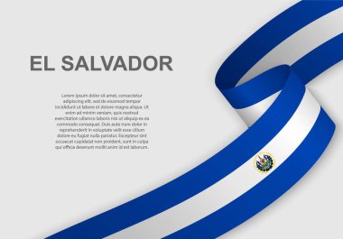 El Salvador bayrağı sallayarak. Bağımsızlık günü için şablon. vektör çizim