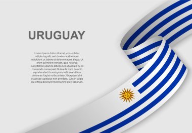 Uruguay bayrağı sallayarak. Bağımsızlık günü için şablon. vektör çizim