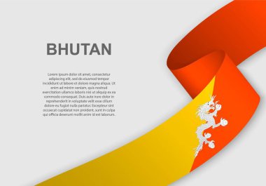 Bhutan bayrağı sallayarak. Bağımsızlık günü için şablon. vektör çizim