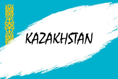 Kazakistan bayrağı ile Grunge fırça konturu arka plan tarz