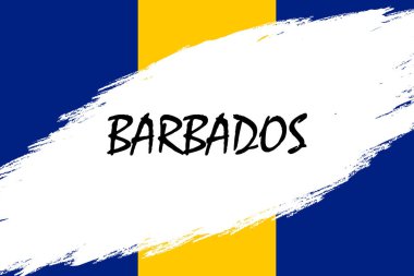 Barbados bayrağı ile Grunge fırça konturu arka plan tarz