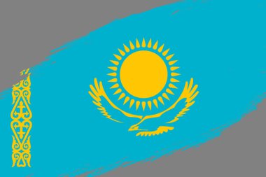 Kazakistan bayrağı ile Grunge fırça konturu arka plan tarz