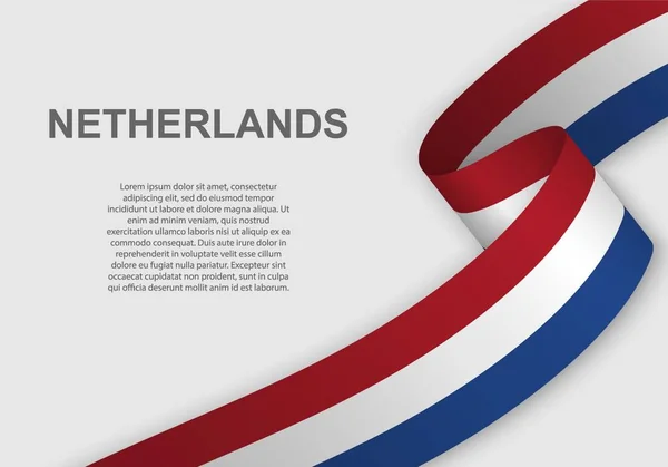 Acenando Bandeira Holanda Modelo Para Dia Independência Ilustração Vetorial — Vetor de Stock