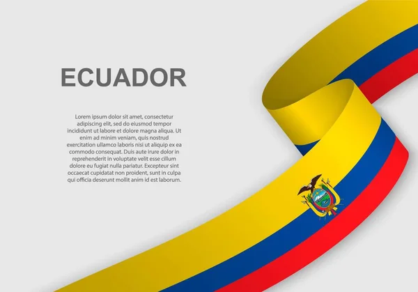 Ondeando Bandera Ecuador Plantilla Para Día Independencia Ilustración Vectorial — Archivo Imágenes Vectoriales
