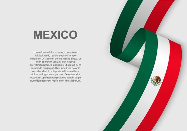 Sventolando Bandiera Del Messico Modello Giorno Dell Indipendenza Illustrazione Vettoriale — Vettoriale Stock