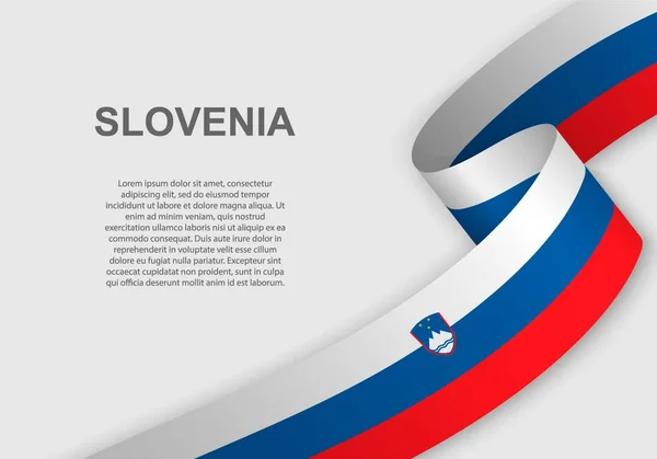 Sventolando Bandiera Della Slovenia Modello Giorno Dell Indipendenza Illustrazione Vettoriale — Vettoriale Stock