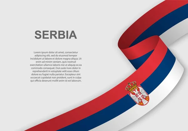 세르비아의 국기를 흔들며입니다 기념일에 템플릿입니다 일러스트 — 스톡 벡터
