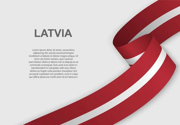 Letonya Bayrağı Sallayarak Bağımsızlık Günü Için Şablon Vektör Çizim — Stok Vektör