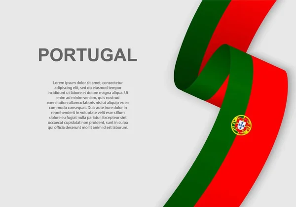 Размахивая Флагом Португалии Шаблон Дня Независимости Векторная Иллюстрация — стоковый вектор