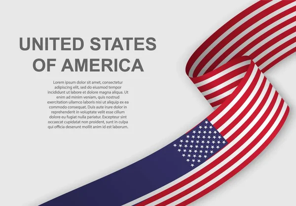 Flagge Der Vereinigten Staaten Schwenkend Vorlage Für Den Unabhängigkeitstag Vektorillustration — Stockvektor