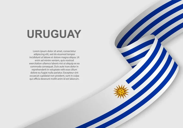 Ondeando Bandera Uruguay Plantilla Para Día Independencia Ilustración Vectorial — Vector de stock