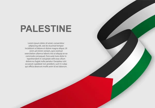 Sventola Bandiera Della Palestina Modello Giorno Dell Indipendenza Illustrazione Vettoriale — Vettoriale Stock