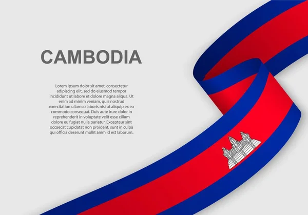 Agitant Drapeau Cambodge Modèle Pour Fête Indépendance Illustration Vectorielle — Image vectorielle