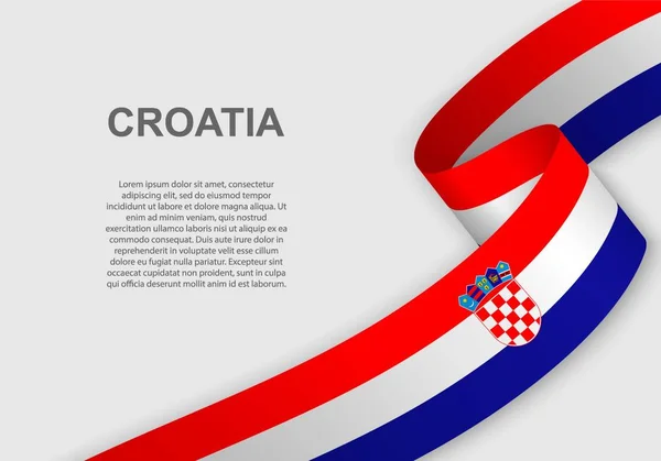 Acenando Bandeira Croácia Modelo Para Dia Independência Ilustração Vetorial — Vetor de Stock