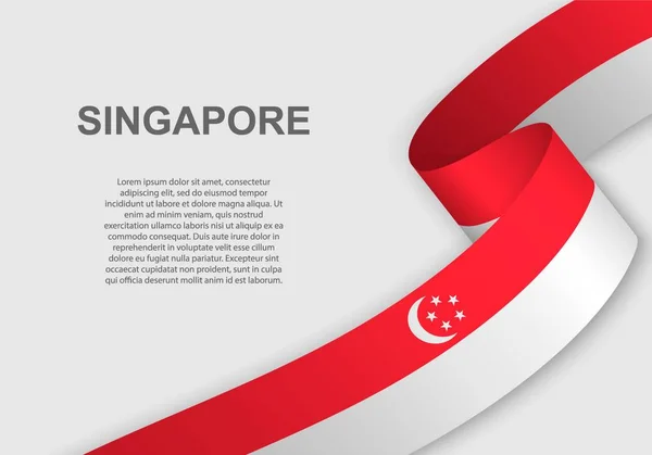 Agitant Drapeau Singapour Modèle Pour Fête Indépendance Illustration Vectorielle — Image vectorielle