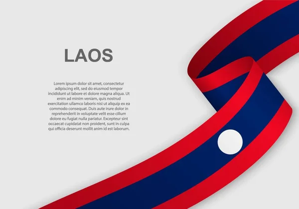 Ondeando Bandera Laos Plantilla Para Día Independencia Ilustración Vectorial — Vector de stock