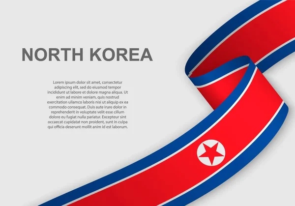 挥舞着北朝鲜的旗帜 独立日模板 矢量插图 — 图库矢量图片