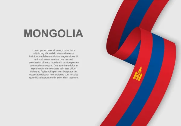 Wapperende Vlag Van Mongolië Sjabloon Voor Dag Van Onafhankelijkheid Vectorillustratie — Stockvector