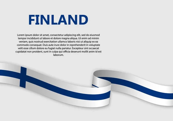 Размахивание Флагом Финляндии Векторная Иллюстрация — стоковый вектор