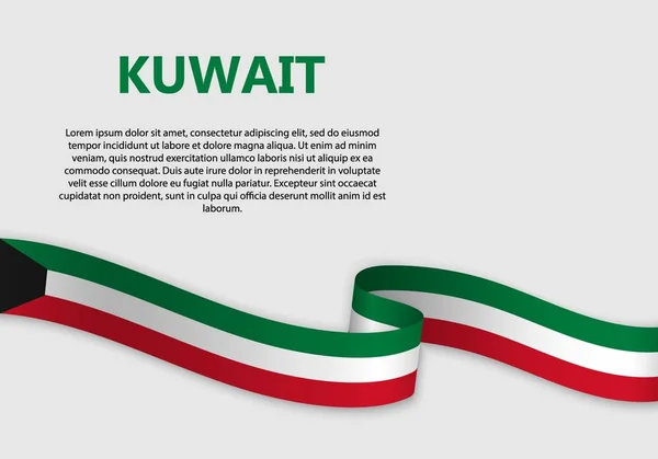 Viftande Flagga Kuwait Vektor Illustration — Stock vektor