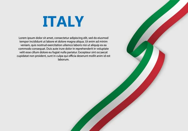 Sventolando Bandiera Italia Illustrazione Vettoriale — Vettoriale Stock