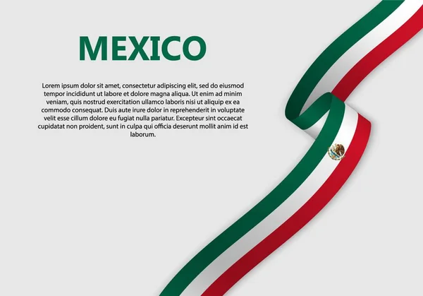 Bandera Ondeante México Ilustración Vectorial — Archivo Imágenes Vectoriales