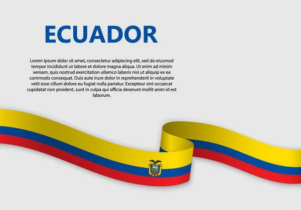 Bandera Ondeante Ecuador Ilustración Vectorial — Vector de stock