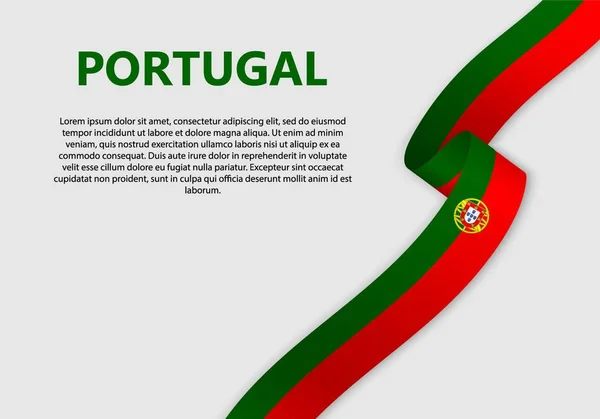 Bandeira Ondulante Portugal Ilustração Vetorial —  Vetores de Stock