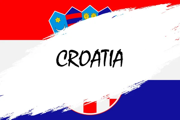 Pincel Acidente Vascular Cerebral Fundo Com Grunge Estilo Bandeira Croácia — Vetor de Stock