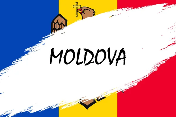 Pincel Fundo Curso Com Grunge Estilo Bandeira Moldávia —  Vetores de Stock