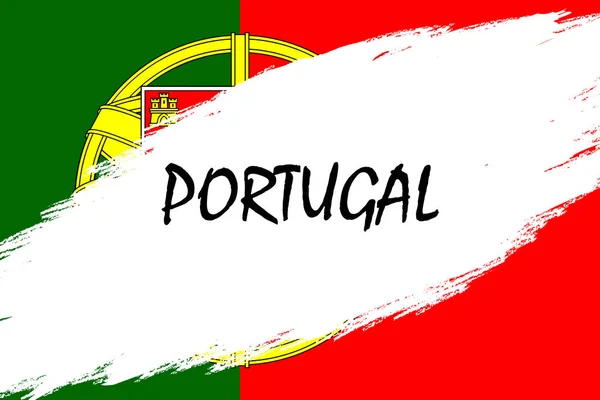 Фон Мазка Кистью Гранжевым Флагом Португалии — стоковый вектор