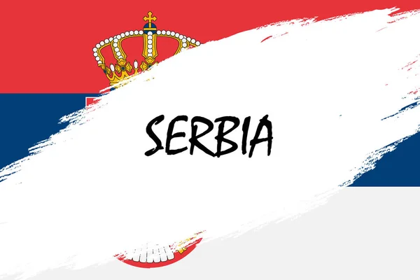 Pincel Fondo Con Bandera Serbia Estilo Grunge — Archivo Imágenes Vectoriales