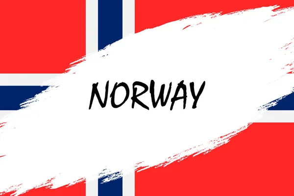 Pincel Acidente Vascular Cerebral Fundo Com Grunge Estilo Bandeira Noruega — Vetor de Stock