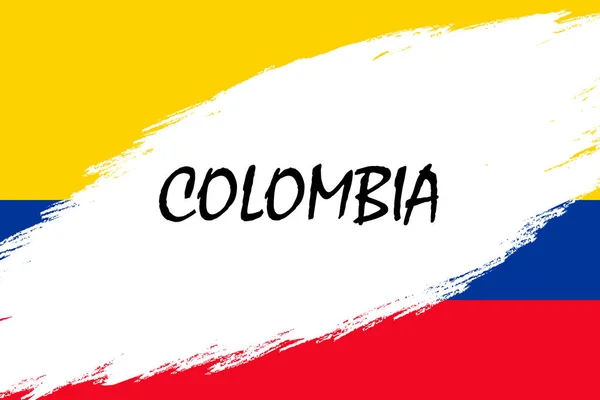 Pinselstrich Hintergrund Mit Grunge Stil Flagge Von Kolumbien — Stockvektor