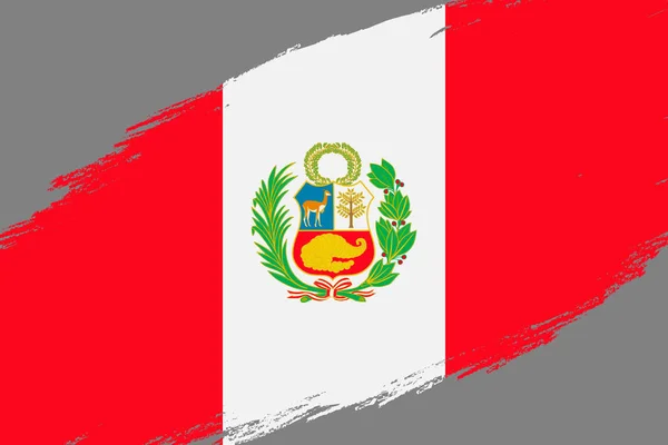 Ecset Ecsetvonás Háttér Grunge Stílusú Peru Zászlaja — Stock Vector