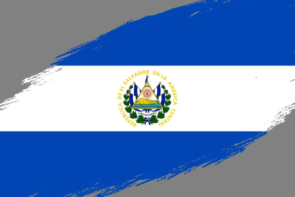 グランジのブラシ ストロークの背景スタイルのエルサルバドルの国旗 — ストックベクタ