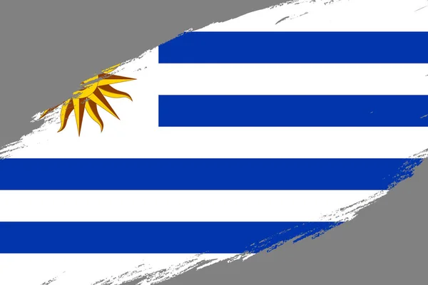 Sfondo Pennellata Con Bandiera Stile Grunge Dell Uruguay — Vettoriale Stock