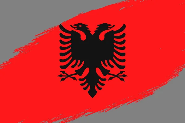 Pincel Fondo Con Bandera Estilo Grunge Albania — Vector de stock