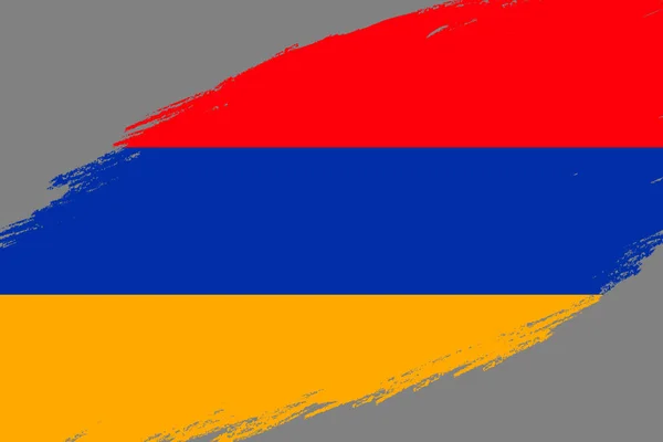 グランジのブラシ ストロークの背景スタイルのアルメニアの旗 — ストックベクタ