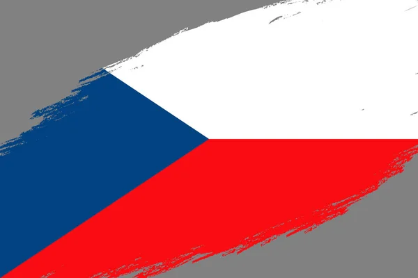 Kontur Arka Plan Ile Çek Cumhuriyeti Bayrağı Tarz Grunge Fırça — Stok Vektör
