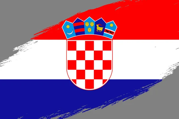Фон Мазка Кистью Флагом Хорватии Стиле Гранж — стоковый вектор