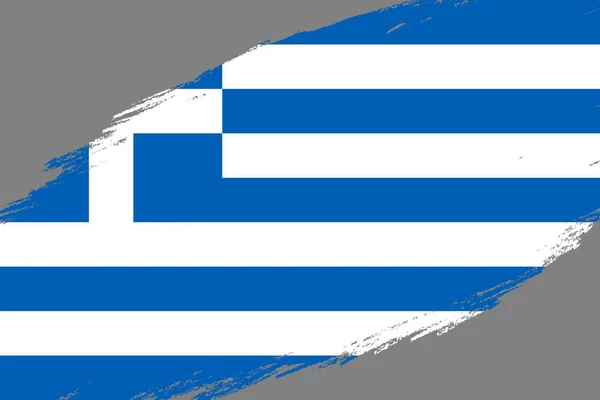 Pincel Acidente Vascular Cerebral Fundo Com Grunge Estilo Bandeira Grécia — Vetor de Stock