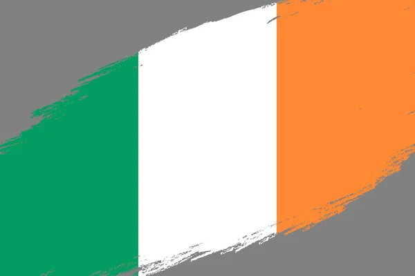 Pincel Acidente Vascular Cerebral Fundo Com Grunge Estilo Bandeira Irlanda — Vetor de Stock