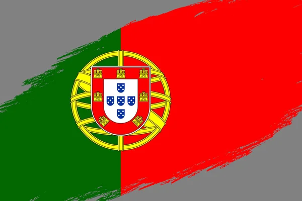 グランジのブラシ ストロークの背景スタイルのポルトガルの旗 — ストックベクタ