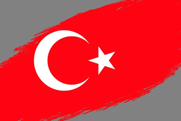 Pinselstrich Hintergrund Mit Grunge Stil Flagge Der Türkei — Stockvektor