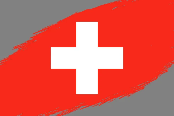 Pinselstrich Hintergrund Mit Grunge Stil Flagge Der Schweiz — Stockvektor