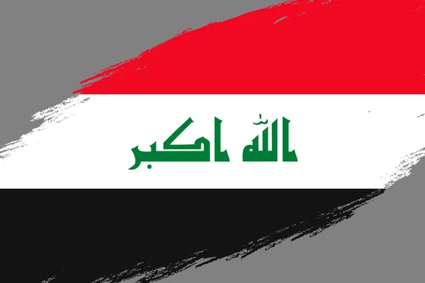 Pincel Acidente Vascular Cerebral Fundo Com Grunge Estilo Bandeira Iraque — Vetor de Stock