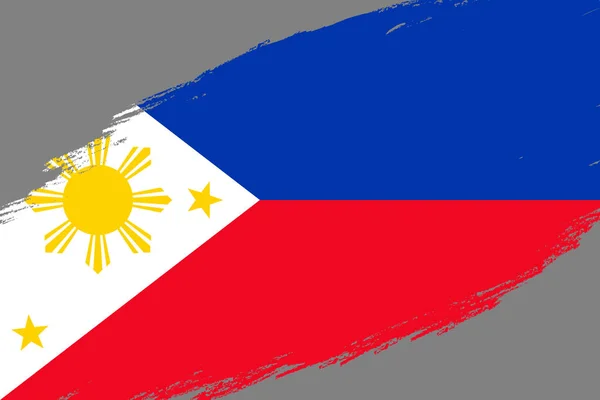 Pinselstrich Hintergrund Mit Grunge Stil Flagge Der Philippinen — Stockvektor