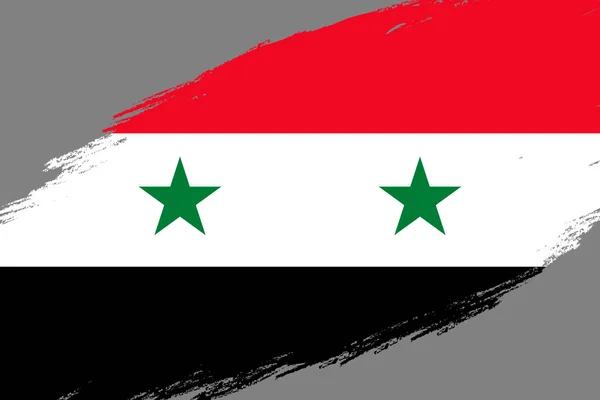 Brush Stroke Bakgrund Med Grunge Stil Flagga Syrien — Stock vektor